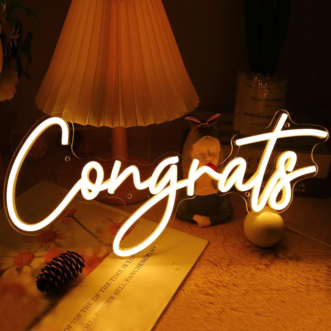 Lighting Decor Wedding - Glückwunsch-Neonschild USB Dimmbares LED-Licht für Abschlussfeier