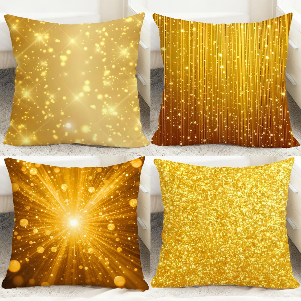 Lighting Decor And Beyond - Goldener Kissenbezug mit feinen Lichtflecken, bequemer,