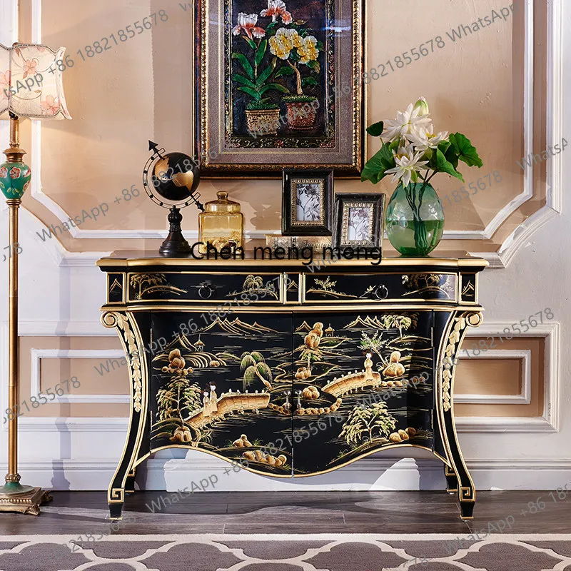Decor Lighting Discount - Rabattierter amerikanischer Massivholz-Eingangsschrank, handbemalter Wohnzimmer-Luxus-Sofaschrank, klassischer