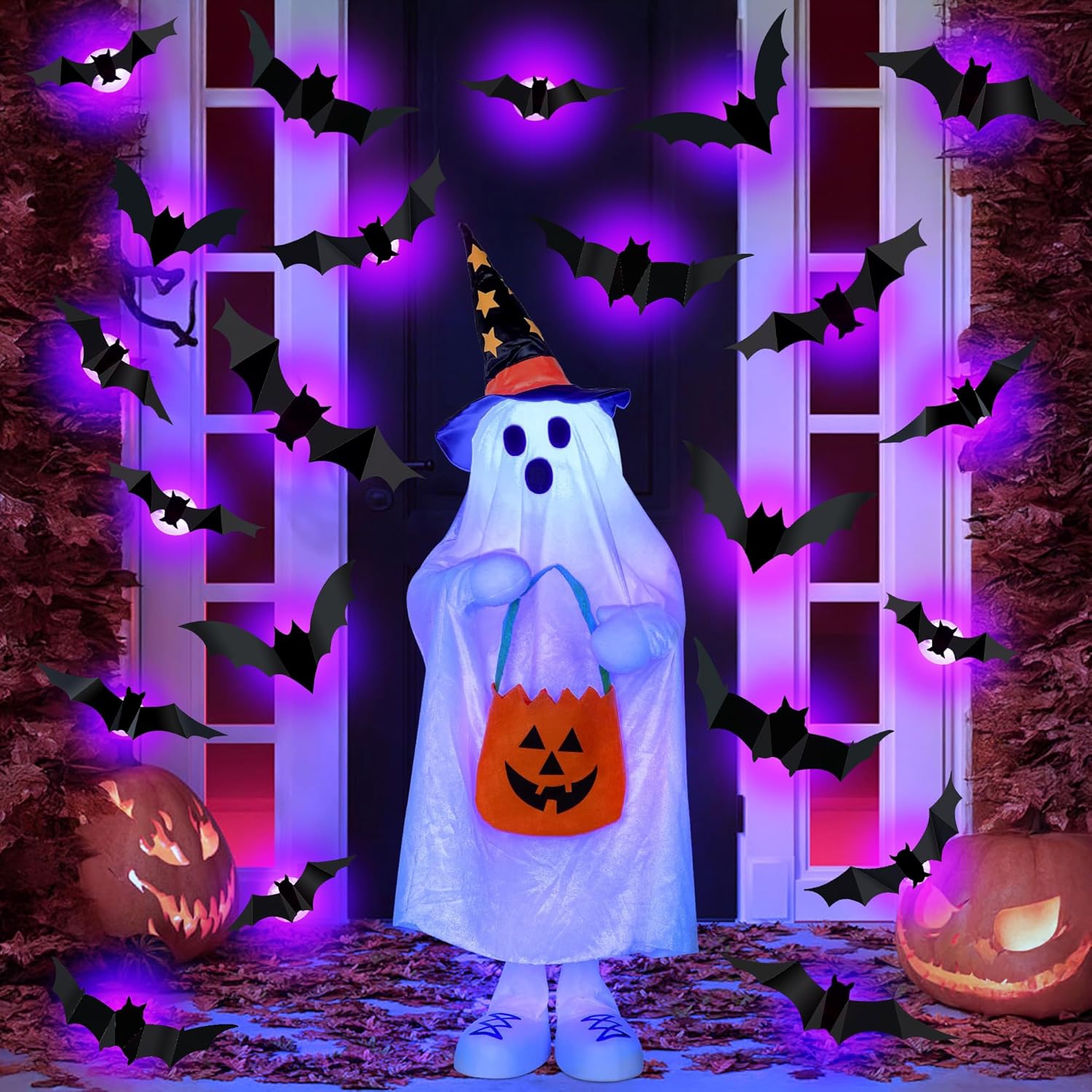 Outdoor Lighting Wedding Decor - Halloween-LED-Fledermäuse, Spinnen-Dekor, leuchtet im Dunkeln, 3D-Wandaufkleber,