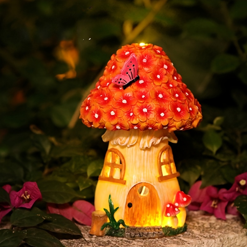 Lighting Decor For House - Solarbetriebene Gartenfiguren, Solarbetriebene Pilzhaus-Nachtbeleuchtung, Garten-Dekoration mit