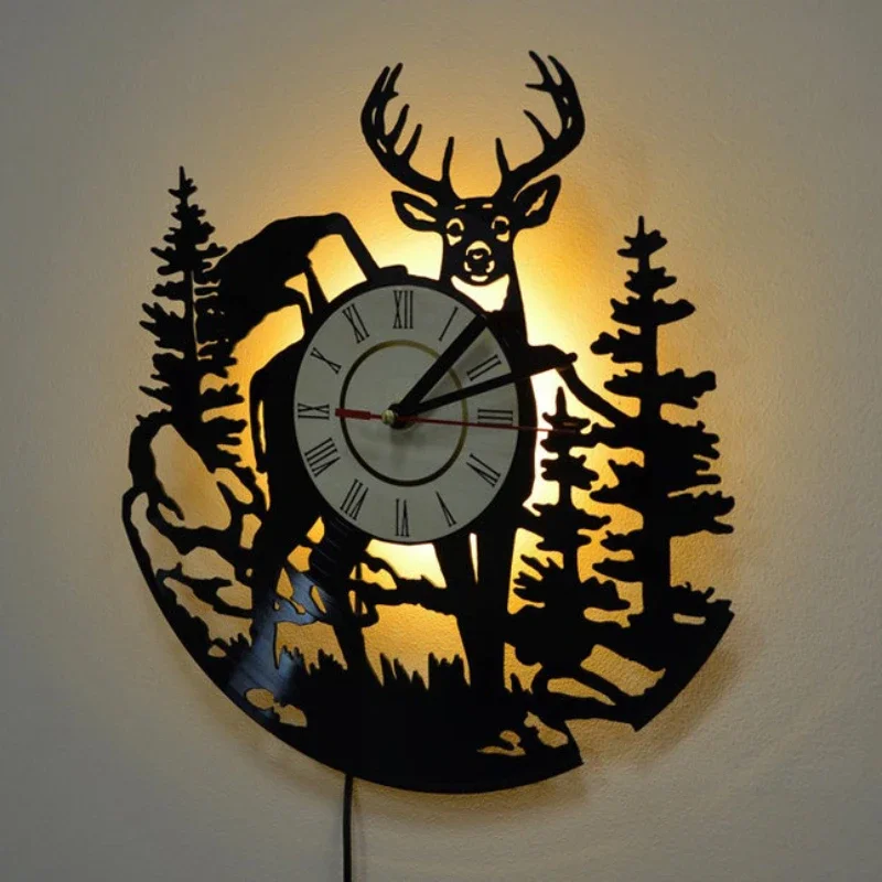Wald Hirsch Schallplatte Wandu – Lighting Home Decor Wall Clocks Bewertung und Preis